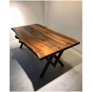 Custom Order Dark Brown Walnut Table – Live Edge – Slab Table- Dining Table- Coffee Table- Kitchen Table – Office -Solid wood-%100 HANDMADE