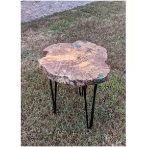 Night Stand / Side Table Live-Edge Wood Epoxy Resin