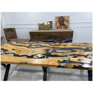 Olive Wood Epoxy Table, Custom 108” x 44” Epoxy Table, Olive Clear Epoxy Table , Live Edge Table, Epoxy Table, Custom Order for Jessica A