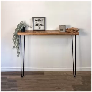Rustic Narrow Console Table with Hairpin Legs | Distressed Wood Shelving | Accent Table | Farmhouse Side Table | Living Room Bar Shelf